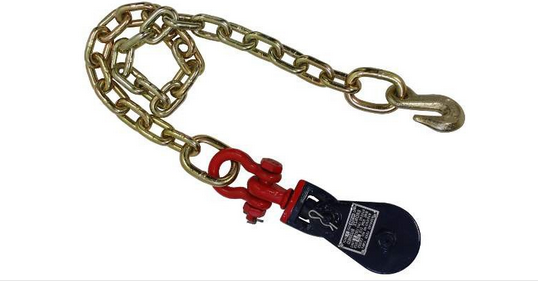Snatch Block with Chain Extension