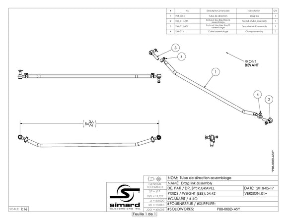 P88-008D-ASY Simard Drag Link