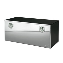 TU814000 Bawer 18” x 18” x 60” Black Steel Tool Box w/SS Lid