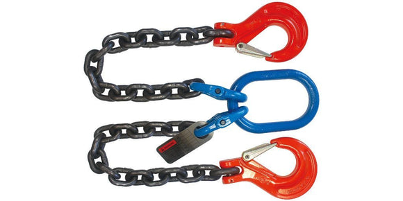 1/2''x 2' Grade 100 V-Bridle Recovery Chain with Master Link and Foundry Hooks