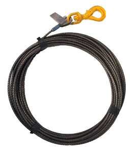 C1SSSLH-75 3/8" X 75FT SUPER SWAGE WIRE ROPE WITH SELF LOCKING SWIVEL HOOK