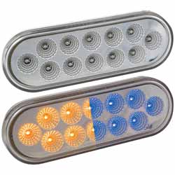TLED-OXAB 12 Diode Oval Dual Revolution LED Amber Marker To Blue Auxiliary Light