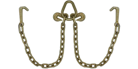 5/16''x 2' V Bridle Tow Chain 2' Leg Mini J Hooks Pear Link