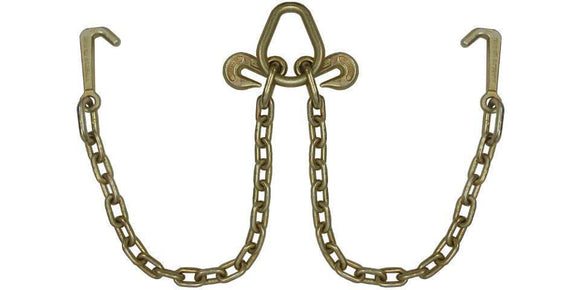 5/16''x 2' V Bridle Tow Chain 2' Leg Mini J Hooks Pear Link